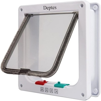 Depets Medium Cat Flap Door with 4 Way Lock (Outer Size 7.5'' X 7.8''), Magnetic P