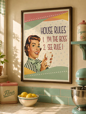 House Rules Poster Retro Kitchen & Café Print Collection A5 A4 A3 Sizes Premium