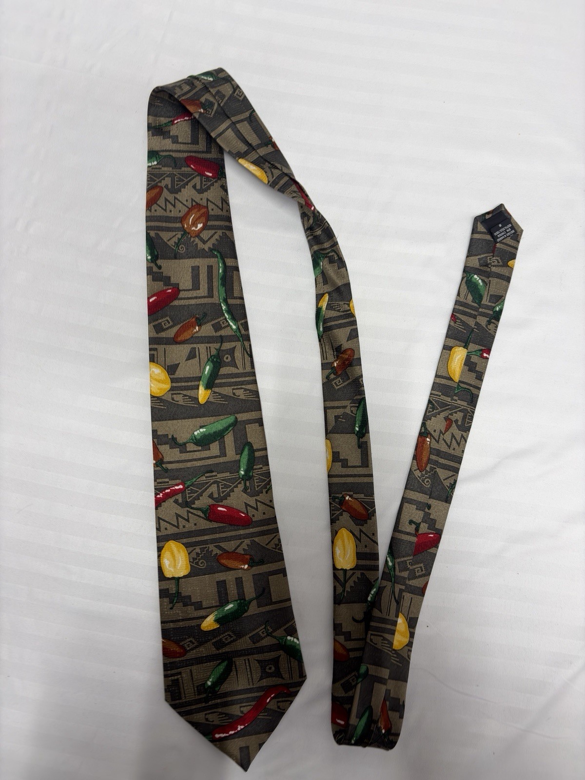 Puritan Neck Tie Red Chillies Peppers 100% Silk Necktie Novelty Mens Brown