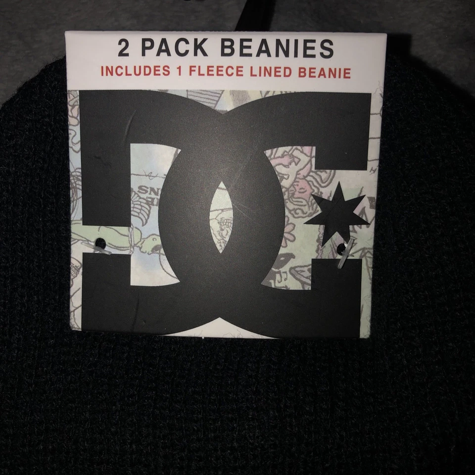 DC SHOE CO USA 2 PACK BEANIES INCLUDES 1 Fleece Lined One Size. 1 Black 1 Yellow - Image 3 of 4