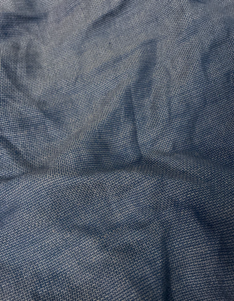 Linen Blend Woven Fabric – Blue Gray Basket Weave – Medium Weight Upholstery BTY - Image 3 of 4