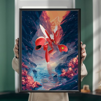 Scizor Pokémon Poster, Anime Art Style, bedruckbares Wandbild
