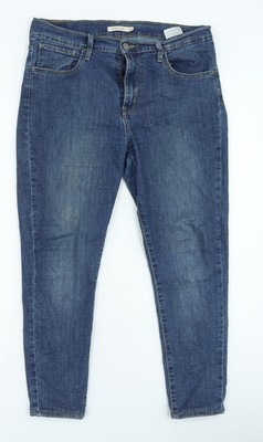 Wasserlose blaue gerade Damenjeans Baumwolle Größe 30 in L26 mit normalem Reißverschluss