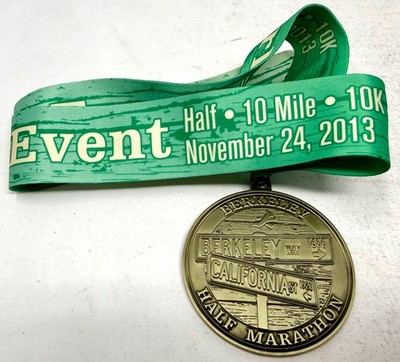 2013 Inaugural Berkeley Half Marathon 10 Mile 10k Run Race Medal California CA