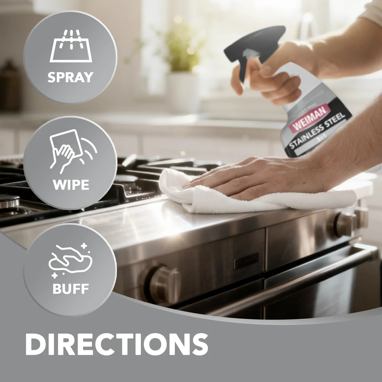 Weiman Stainless Steel Cleaner & Polish Trigger Spray, 12 fl oz