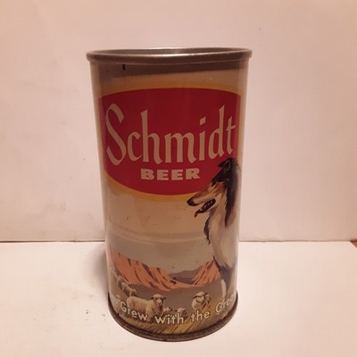 Schmidt's yellow stripe beer can, Collie, SS 1960's KEGLINED.