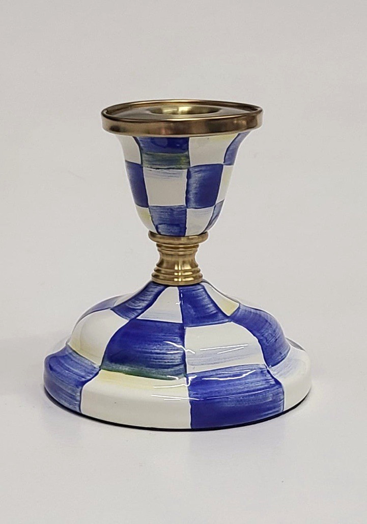Mackenzie Childs Royal Check Short Candlestick 