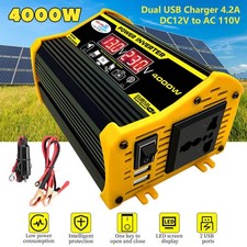 Car Vehicle Power Inverter 4000W DC 12V to AC 110V 120V Converter AC USB