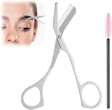 Eyebrow Scissors with b and Brush, Portable Eyebrow Trimming Scissors,