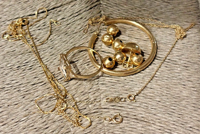 6,75 GRAMM | 14 Karat Gelbgold Ketten - Ring - Perlen - Ohrring - schrotten oder restaurieren