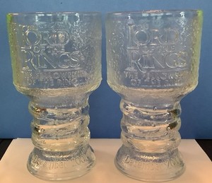 Lord Of The Rings Glass Goblets Set Of 2 Burger King 2001 Vintage Old