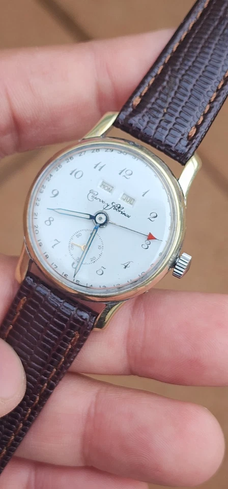 Ультра РЕДКИЕ мужские часы Cuervo Y Sobrinos календарь с тремя датами нержавеющая сталь 34 мм - Изображение 3 из 4