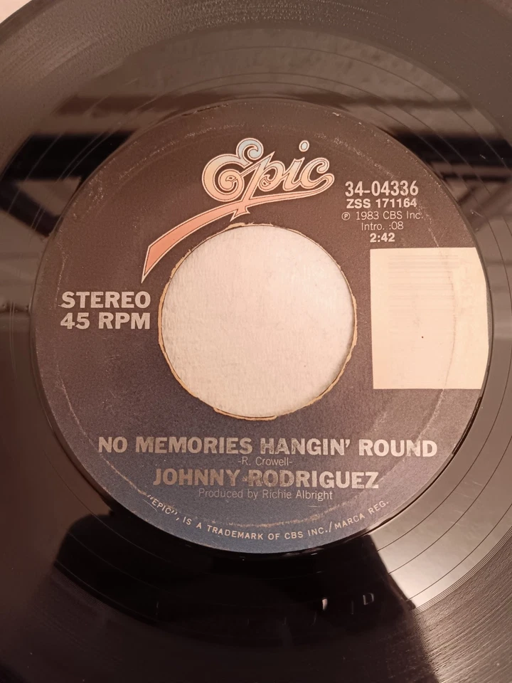 JOHNNY RODRIGUEZ 45 Too Late To Go Home 1984 Epic Vinyl Country 34-04336 RARE! - Image 3 of 4