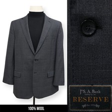 JOS A BANK RESERVE mens solid gray 100 WOOL sport coat suit jacket blazer 46 L