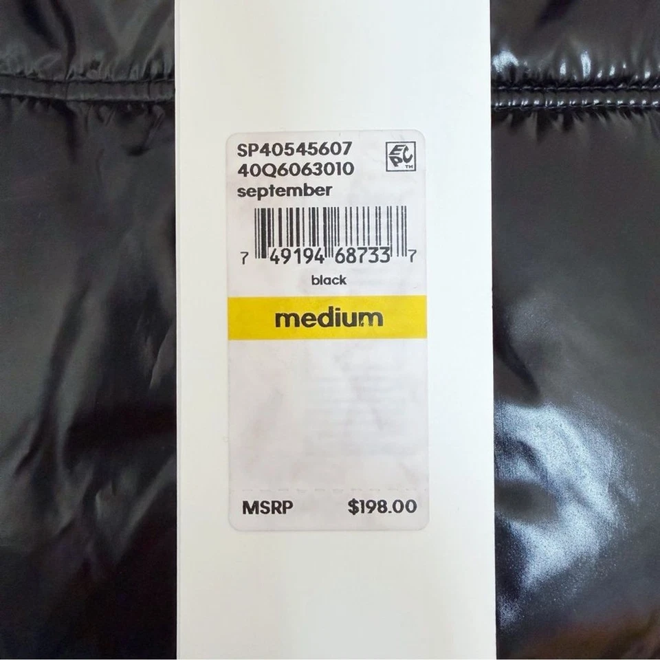 Calvin Klein Hooded Puffer Vest Mens Size Medium Shiny Black Chrome Silver Hood - Image 4 of 4