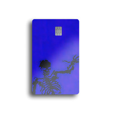 Flaming Skeleton Card Skin BLUE 