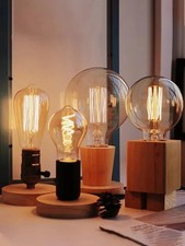 Modern Wooden Table Lamp E27 Retro Desk Light Bedside Lamp EU Plug