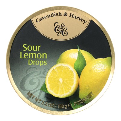 Cavendish And Harvey - Fruit Tin - Sour Lemon Drops - Case Of 12 - 5.3 Oz