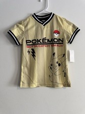 Pokemon Hybrid Pikachu Shirt Size Boys XS Yellow 25 Gotta Catch All Soccer NWT