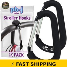 PBnJ Baby Stroller Hooks, 2 Pack - Heavy Duty Clips with Foam Handle