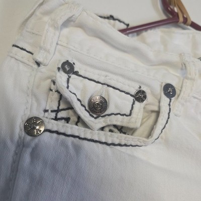 True Religion Nathan Giant Big T Jeans White Size 29 - 2000s USA