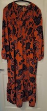 Shirred Maxi Dress, Size  , Dark Terracotta, Black & Lilac Highlights, Unworn