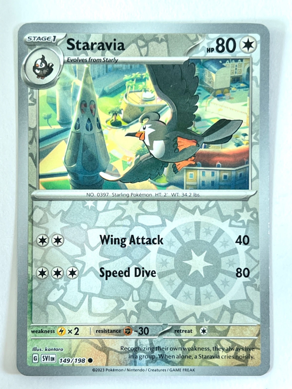 Staravia 149/198 Reverse Holo Common Scarlet & Violet - Pokemon TCG Near Mint NM