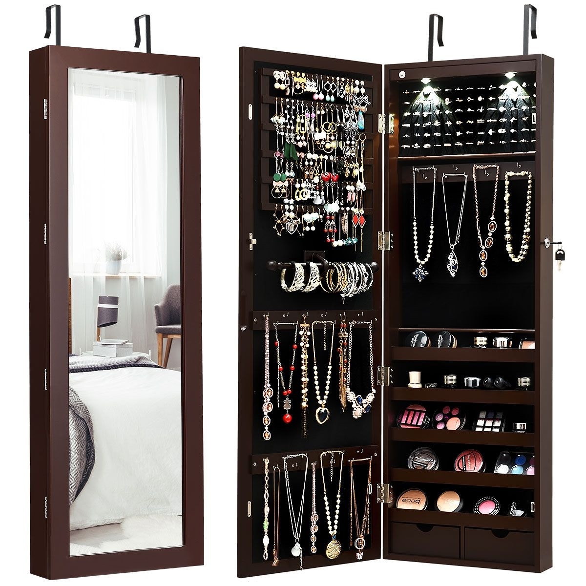 Luxury Jewelry Armoire LED: Specchiera Prestigio per i Tuoi Tesori