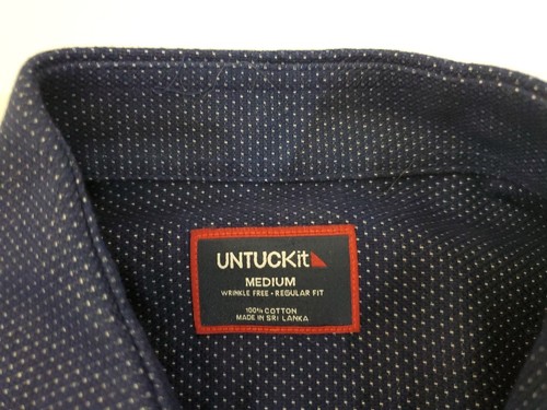 Camicia UNTUCKit Milo WF taglia media blu scuro a pois manica lunga con bottoni - Foto 5 di 12