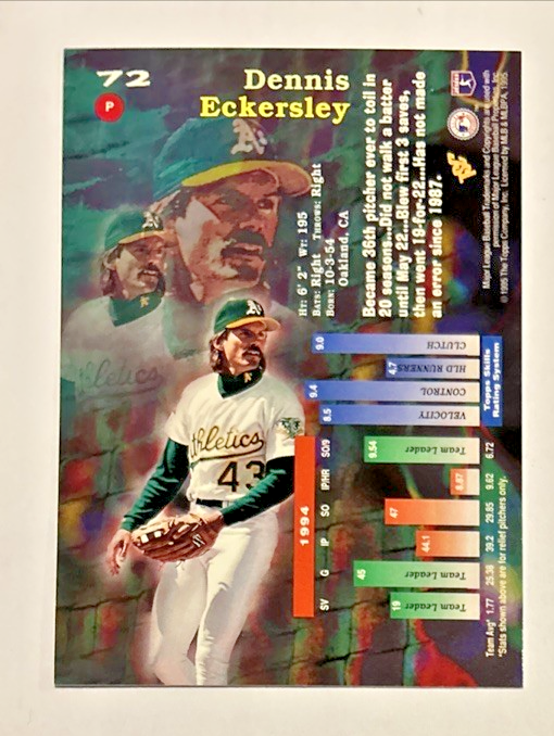 1995 Topps Stadium Club - Dennis Eckersley #72 Members Only for