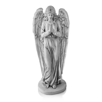 47 In. Tall Indoor/Outdoor Praying Angel Statue Yard Art Decoration, Light Gray