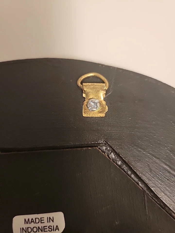 Vintage Folk Art Striped Cat Wood Round Mirror Indonesia  - Image 4 of 4