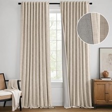 Beige 100 Blackout Curtains 84 Inch 2 Panels 52"W x 84"L Pack of 2 Linen
