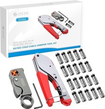 eSynic Professional Coax Crimping Tool F Type Connector Compression Tool Set