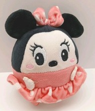 Disney Aoger Round Minnie Mouse 6" Plush Stuffed Animal Toy Pink Polka Dot Dress