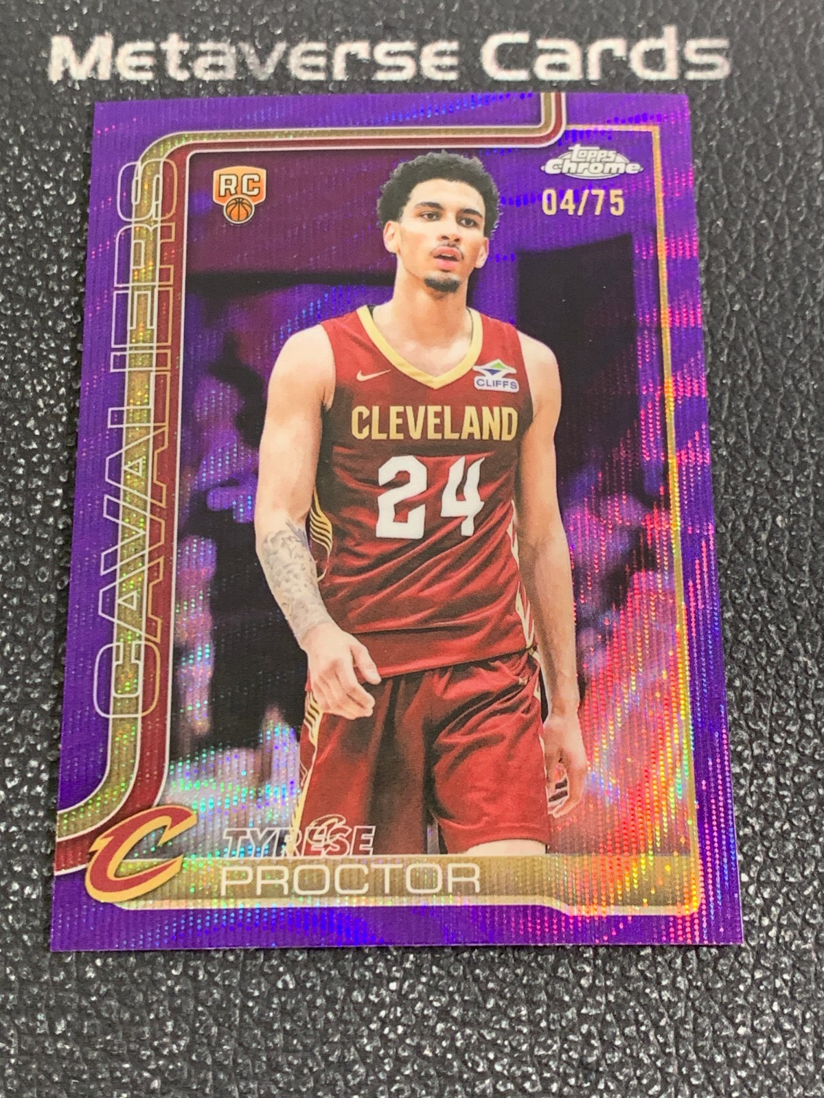 2025-26 Topps Chrome Tyrese Proctor RC Rookie Purple Wave 04/75 #300 Cavaliers