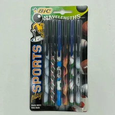 NOS VTG 1994 BIC Wavelengths Play Sports 6 Medium Ball Pens, 2 Blue, 4 Black