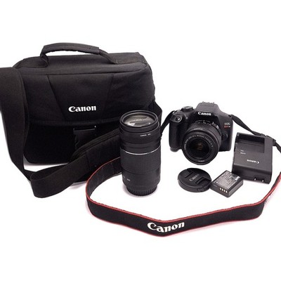 Canon EOS Rebel T6 DSLR Camera w/ 18-55mm + 75-300mm lens, Bag, Battery +Charger