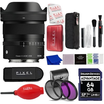 Sigma 15mm f/1.4 DC Contemporary Lens for Sony E w/ Advanced Accessory Bundle