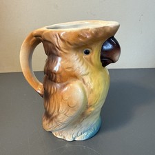 Vintage Hand Painted Czechoslovakian Czech Pottery Parrot Creamer/Pitcher
