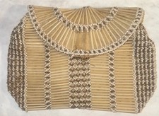 Antique Early 1900s Micro Beaded Art Nouveau Purse Bag and mirror-WE