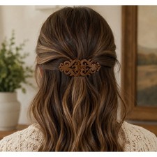Vtg Goody Hair Barrette Womens Brown Filigree French Clip 4in