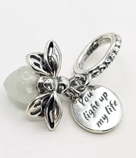 925 Sterling Silver Luminous Firefly Charm Pendant “You Light Up My Life”