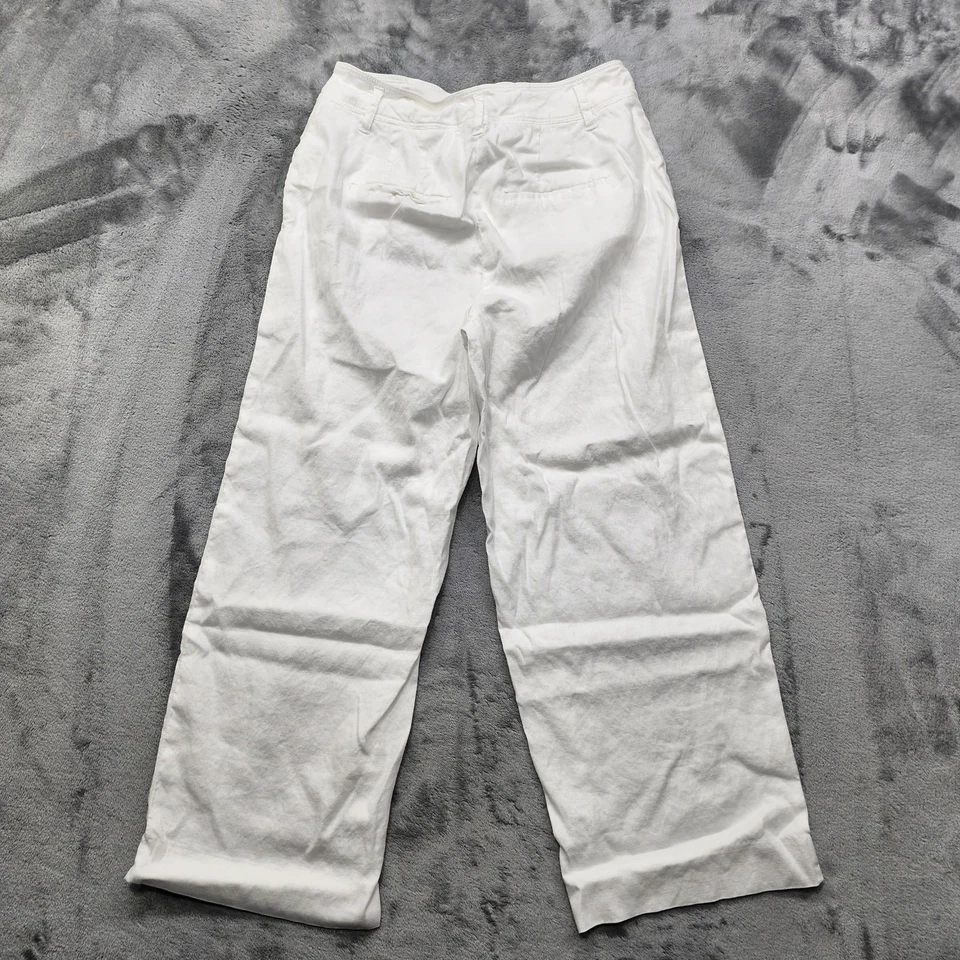 Брюки женские White House Black Market 6 белые широкие укороченные эластичные льняные - Изображение 2 из 4