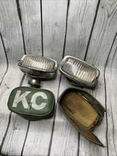 Vintage Kc Hilites 517 Rectangular Fog Lights Rare Green Vinyl Covers - Jeep