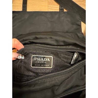 Prada Black Nylon Messenger Bag Crossbody Vela Buckle Flap Logo