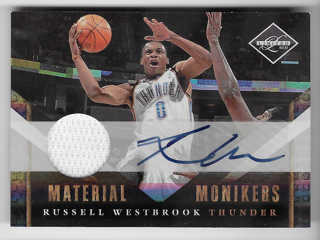 RUSSELL WESTBROOK 2010 PANINI LIMITED AUTO AUTOGRAPH GAME-WORN JERSEY CARD #9/99