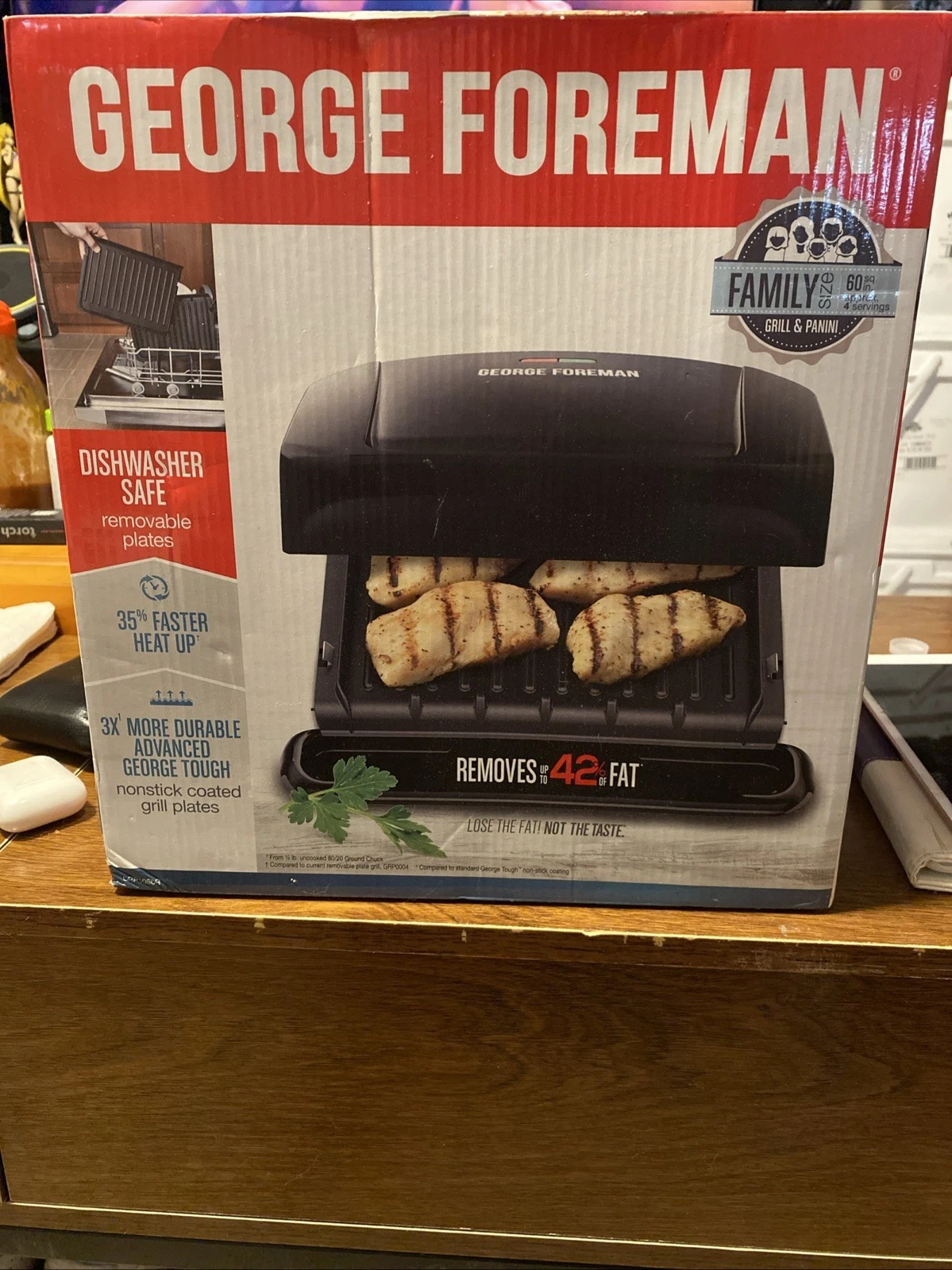 George Foreman 4-Serving Removable Plate Grill and Panini Press, Black, GRP1060B