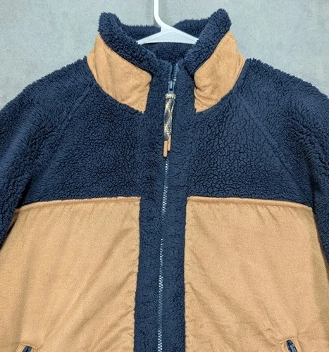 UGG Mens XXL Navy Blue Tan Sherpa Fleece Full Zip Jacket Outdoor Cozy Warm Coat - product listing photo