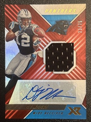 D.J. MOORE 2018 Panini XR Rookie Swatch Autograph Red #RSA7 23/75 Panthers